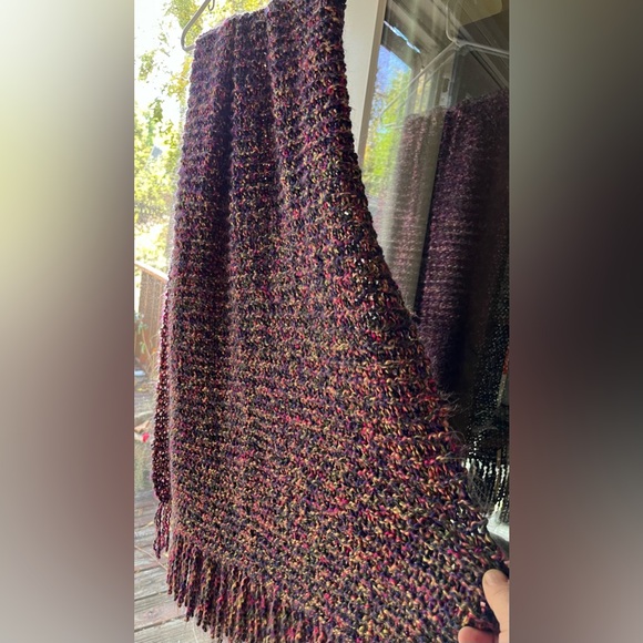 Fringed shawl variegated yarn Handmade Knit Wrap - Picture 1 of 7